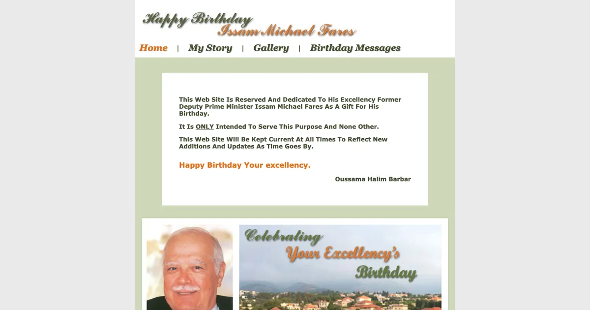 Happy Birthday Issam Michael Fares — commemorative tribute website
